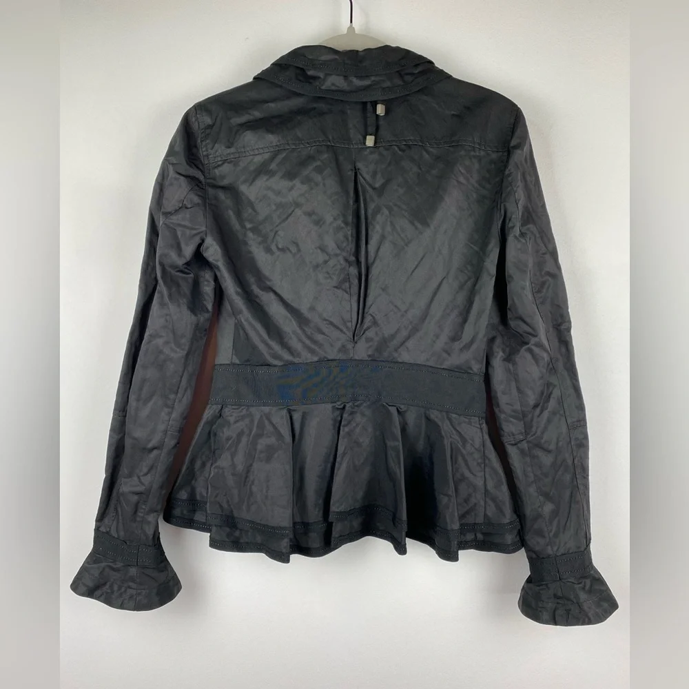 Elie Tahari Black Aliza Peplum Fitted Zip Front Jacket, Size XS